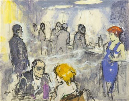 Alberto Sughi (Cesena 1928 2012) Al banco del bar 1988 Olio e carboncino su...