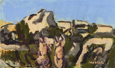 Ennio Morlotti (Lecco 1910 Milano 1992) Studio di figure nel paesaggio 1980...