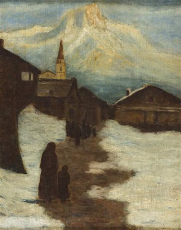 Vittore Antonio Cargnel (1872 1931) Paesaggio di montagna 1926 Olio su...