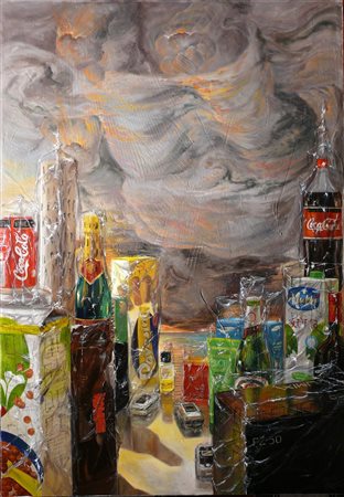 Marco Rindori (Firenze 1959) City inside 2007 Olio su tavola, cm. 100x70...