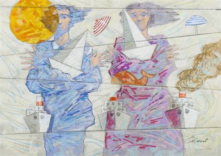 Giampaolo Talani (San Vincenzo 1955) Rotte traverse 2016 Tecnica mista su...