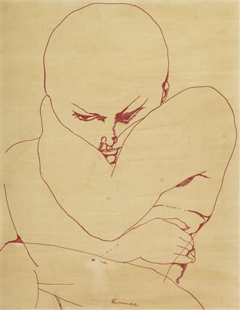 Fernando Farulli (Firenze 1923 1997) Figura China su cartone, cm. 61x47,5...