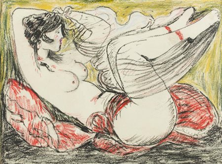 Salvatore Fiume (Comiso (Rg) 1915 Milano 1997) Odalisca Pastelli policromi su...