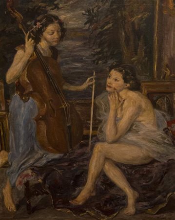 Primo Conti (Firenze 1900 Fiesole (Fi) 1988) Il colloquio 1946 Olio su tela,...