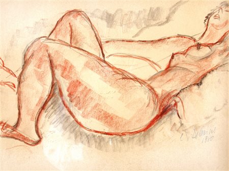 DE AMICIS CRISTOFORO (Alessandria 1902 - Milano 1987) "Nudo sdraiato" 1980...