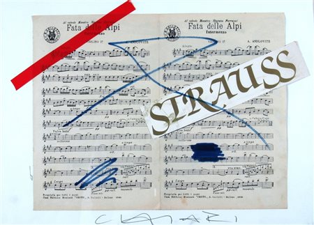 CHIARI GIUSEPPE (Firenze 1926 - Firenze 2007) "Straus" Tempera e collage su...