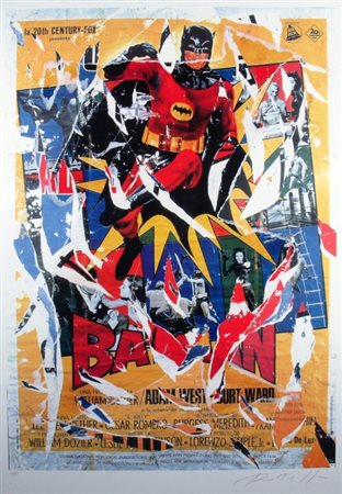ROTELLA MIMMO (Catanzaro 1918 - Milano 2006) "Batman" Litografia su carta cm....