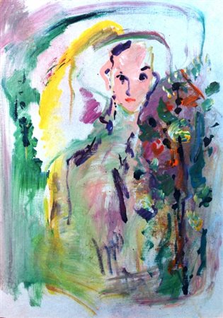 TRECCANI ERNESTO (Milano 1920 - Milano 2009) "Figura" Olio su tela cm. H:...