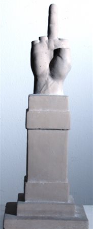 CATTELAN MAURIZIO (Padova 1960) "L.O.V.E." Scultura in cemento cm. H: 40.00...