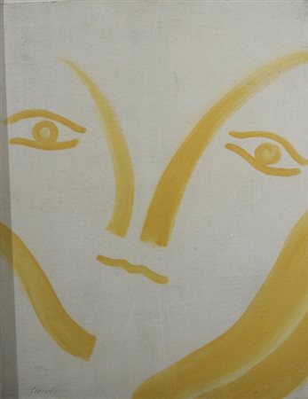 GUIDI VIRGILIO (Roma 1891 - Venezia 1984) "Le grandi teste" 1969 Olio su tela...