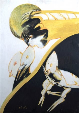 BRINDISI REMO (Roma 1918 - Lido di Spina 1996) "Pastorale" Olio su tela cm....