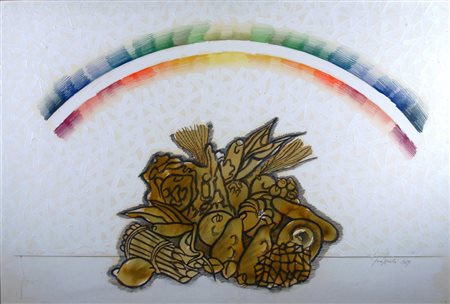 POZZATI CONCETTO (VÃ² Vecchio 1935) "Natura morta all'italiana" 1969 Pastelli...