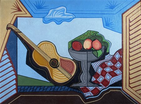 ORIANI PIPPO (Torino 1909 - Torino 1972) "Fruttiera e chitarra" 1960 Olio su...