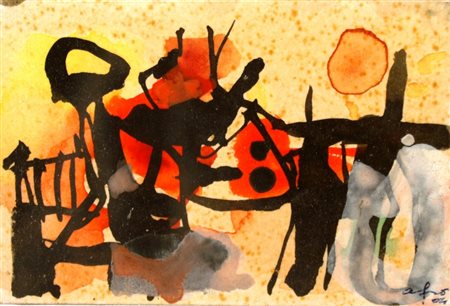 AFRO (Udine 1912 - Zurigo 1976) "Composizione" 1954 Tecnica mista su...