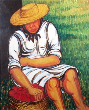 MIGNECO GIUSEPPE (Messina 1908 - Milano 1997) "Senza titolo" Olio su tela cm....