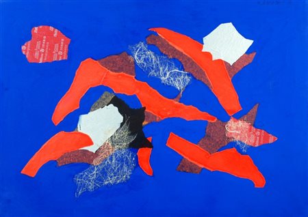 TURCATO GIULIO (Mantova 1912 - Roma 1995) "Collage" anni '70 Olio e collage...