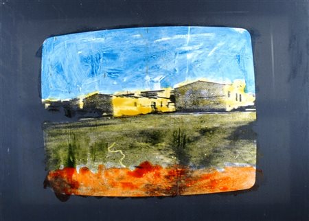 SCHIFANO MARIO (Homs 1934 - Roma 1998) "Televisore (case)" 1975 Tela...