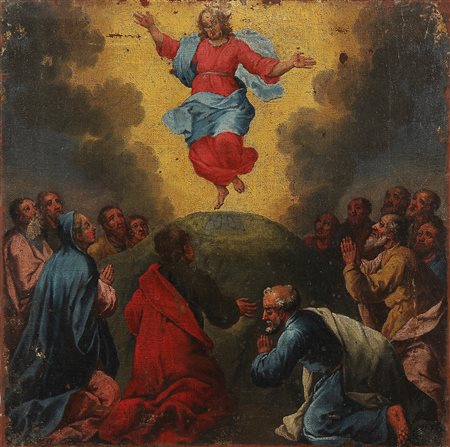 ARTISTA VENETO DEL XVII SECOLO La resurrezione. Olio su tela . Cm 39,50 x 39,50.