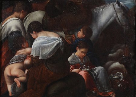 BASSANO JACOPO (1510 - 1592) Ambiente di. Natività. Olio su tela. Cm 61,00 x...