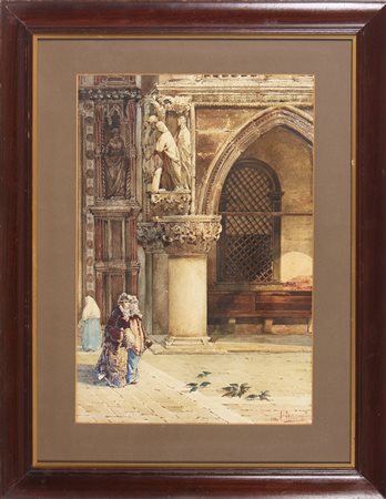 PROSDOCIMI ALBERTO (1852 - 1925) Piazza San Marco. 1883. Acquarello su carta....
