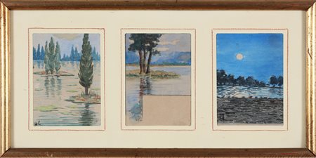 FRANCIOSI UMBERTO (1883 - 1917) Lotto composto da n. 3 acquerelli. Paesaggio....