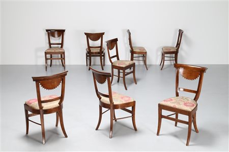 MANIFATTURA DEL XIX SECOLO Lotto composto da 8 sedie. Legno. Cm 44,00 x 87,00...