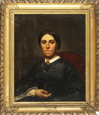 THIRION EUGENE (1839 - 1910) Ritratto di gentildonna. 1863. Olio su tela . Cm...