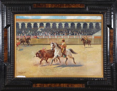 CAJANI VITTORIO (1848 - 1888) Torero. Olio su tela. Cm 70,00 x 50,00. Firma...