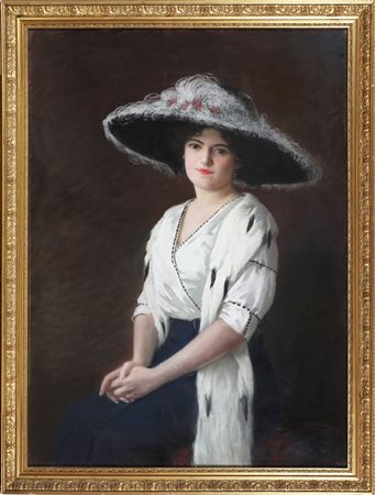 ARTISTA FRANCESE DEL XIX SECOLO Ritratto della Signora Jeanne. Pastello su...