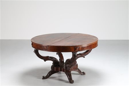 MANIFATTURA GENOVESE DEL XIX SEC. Tavolo a cestello, in legno di nove,...