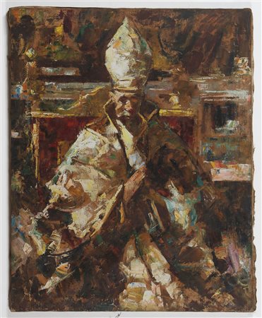 POBBIATI MARIO (1887 - 1956) Prelato. Olio su tela . Cm 80,00 x 102,00....