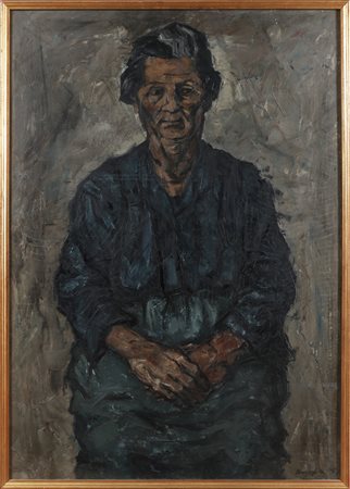 BASAGLIA VITTORIO (1936 - 2005) Donna siciliana. 1957. Olio su tela. Cm 70,00...