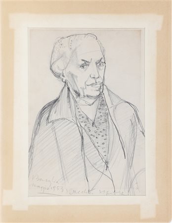 BASAGLIA VITTORIO (1936 - 2005) Vecchia signora. 1953. Matita su carta. Cm...