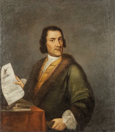 "Ritratto di poeta con sonetto" olio, d.to 1756cm.95x110