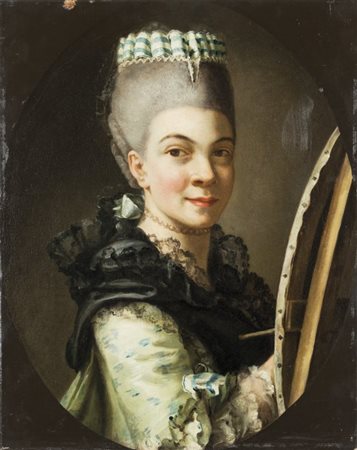 Scuola austriaca fine sec.XVIII "Ritratto di pittrice" oliocm.45x56