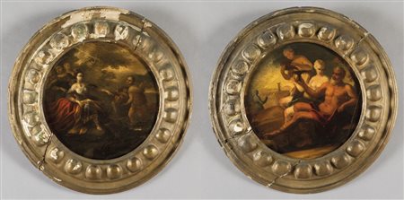 Scuola italiana sec.XVII "Mosé salvato dalle acque" e "Lot e le figlie"...