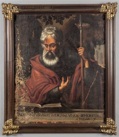 Scuola lombarda sec.XVII "San Tomaso" e "San Filippo" coppia di olii su tela...