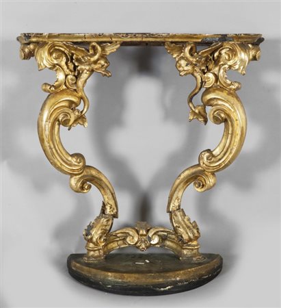 Console in legno intagliato e dorato ricostruita con elementi antichicm....