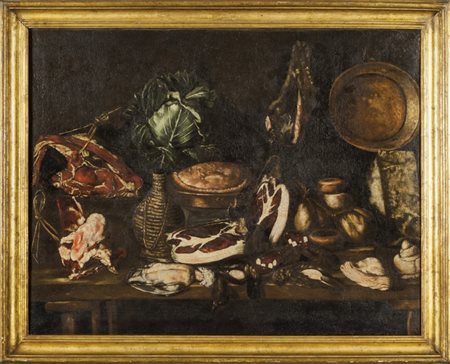 "Interno di cucina" olio, sec.XVIIcm.92x118