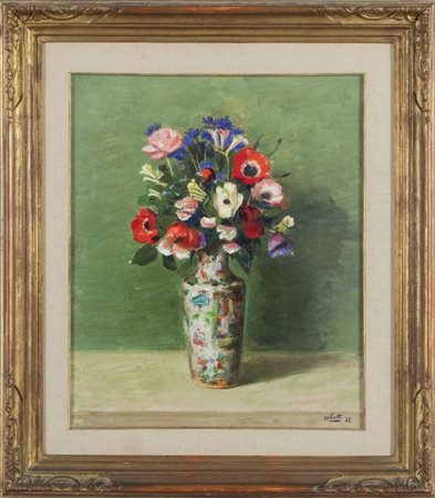 ALBERTO SALIETTI (1892-1961) Vaso di fioriolio su compensato cm.50x60f.to in...