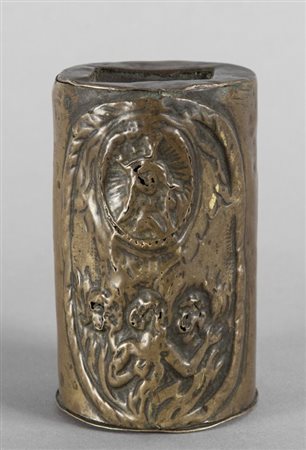 Bussolotto da elemosina in bronzo, Genova sec. XVIIIh.cm.9