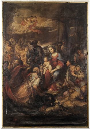 Artista emilianoSecolo XVIIAdorazione dei Magi Olio su tela, cm 290 x...