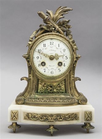 Orologio Napoleone III in bronzo e marmo, sec. XIXh.cm.28