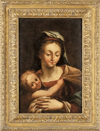 "Madonna con Bambino" olio su tavola, sec.XVIIIcm. 63x74