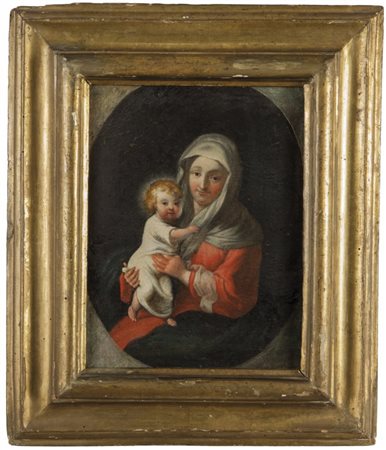 Scuola italiana sec.XVIII "Madonna con Bambino" oliocm. 26x34