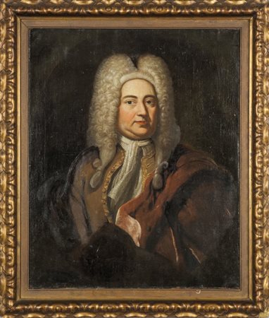 Scuola inglese sec.XVIII "Ritratto di gentiluomo con parrucca" olio cm. 80x65