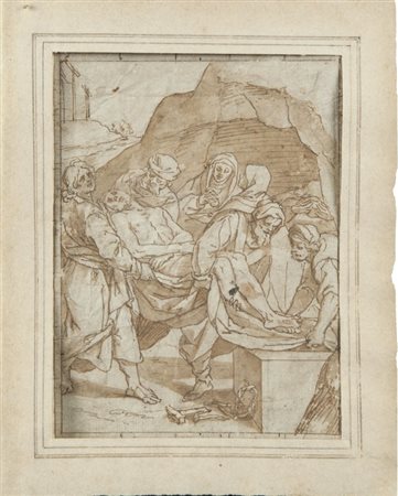 LUCA CAMBIASO (1527-1585) "Deposizione dalla Croce" disegnocm. 15x20