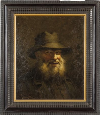 NAZZARENO SIDOLI (1879-1969) Ritratto di uomo con barba e cappelloolio...