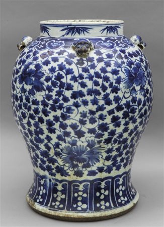 Grande vaso cinese in porcellana bianca e bluh.cm.51