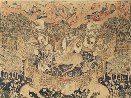 Succo d'erba decorato con animali, sec.XIXcm.190xh.140